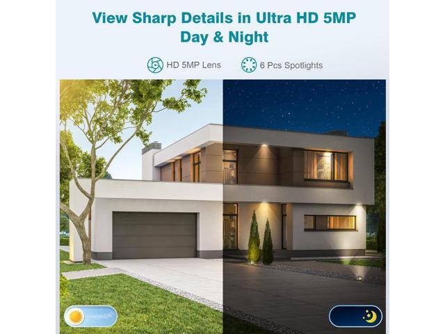 360° View Pan/Tilt/Digital Zoom 5MP WiFi Security Camera Outdoor, Motion Detection, Humanoid Tracking, Floodlight & Siren Alarm, Color Night Vision,...
