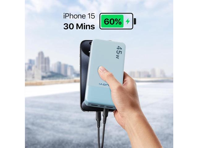 J2621 Power Bank Portable Charger,20000mAh 45W PD3.0 QC 4.0 Fast Charging Battery Pack with LED Display,2 USB-C,2 USB-A for iPhone Tablet MacBook