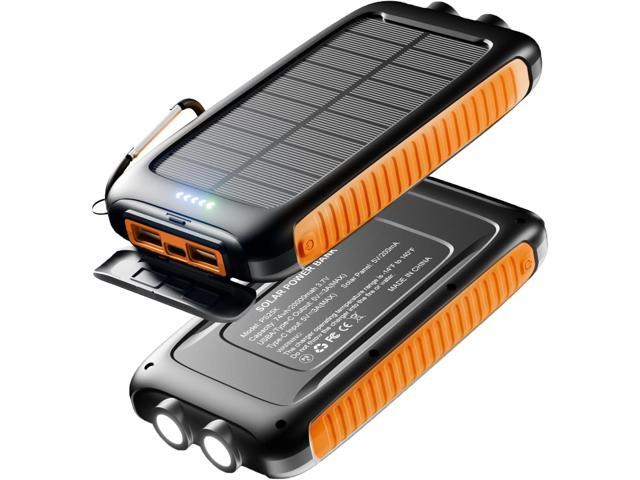 Power-Bank-Solar-Charger - 20000mAh Power Bank, Portable Charger, External Battery Pack 5V/3A Type C Input Output Dual Built-in Super Bright...