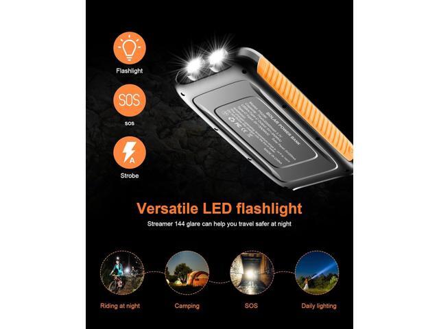 Power-Bank-Solar-Charger - 20000mAh Power Bank, Portable Charger, External Battery Pack 5V/3A Type C Input Output Dual Built-in Super Bright...
