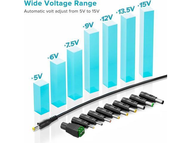 POWSEED Universal AC Adapter 45W 5V 6V 7.5V 9V 12V 13.5V 15V DC Power Supply 1A 2A 3A for Household Electronics Routers CCTV IP Cameras Speaker LED...