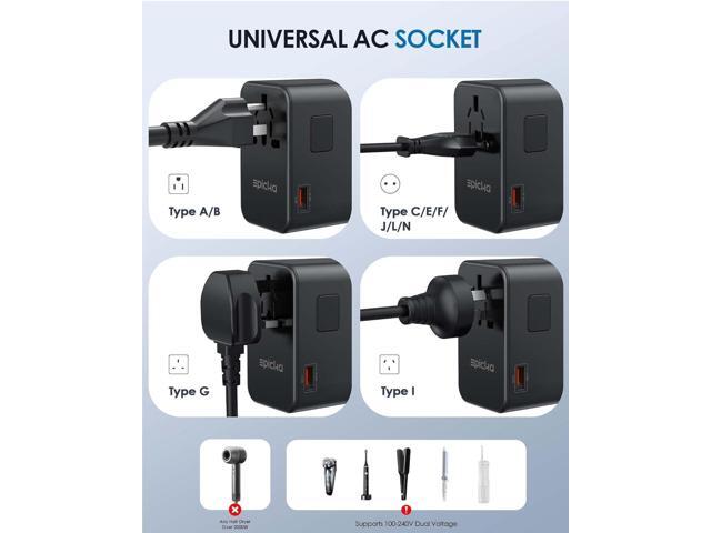 EPICKA Universal Travel Adapter, GaN 75W International Plug Adapter with 3 USB-C PD Fast Charging & 2 USB-A Quick Charging Adaptor All-in-one Wall...