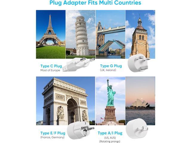 European Travel Plug Adapter, Olcorife Universal Travel Adapter for EU UK US AUS, 6 Outlets 3 USB Ports with 5ft Extension Cord, International...