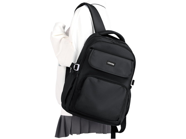 Simple Aesthetic Black Backpacks For School,Lightweight Casual College Backpack Women,Travel Laptop Daypack Men,Waterproof Middle School Book bag...