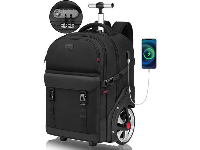MATEIN Rolling Backpack for Men with Wheels, 17 Inch Large Wheeled Backpack with USB Charging Port & Combination Lock, Water Resistant Anti Theft.