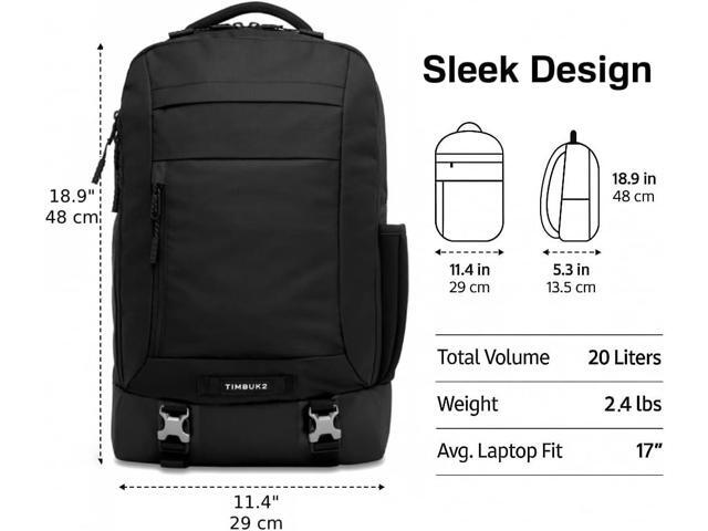 Timbuk2 Authority Laptop Backpack Deluxe, Eco Black Deluxe