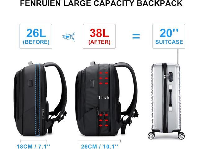 FENRUIEN Business Travel Backpack for Men, Expandable Water Resistant Computer Backpack with USB Port, Black Laptop Backpack 15.6 Inch for...