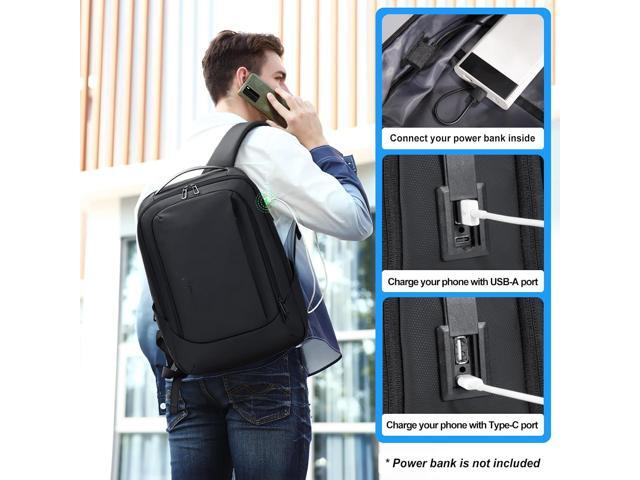 FENRUIEN Business Travel Backpack for Men, Expandable Water Resistant Computer Backpack with USB Port, Black Laptop Backpack 15.6 Inch for...
