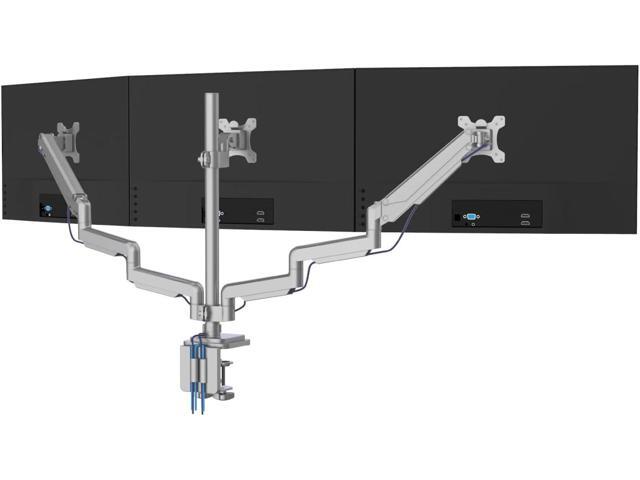 Mount-It! Triple Monitor Mount with Gas Spring Arms, Fits 2432 Inch Screens, USB & Audio Ports, Full Motion Desk Stand with Tilt, Swivel &...