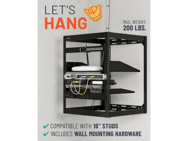 ECHOGEAR 15U Open Frame Rack for Servers & AV Gear - Wall Mountable Design Includes 2X Vented Shelves, 25x Rack Mounting Screws, 4X Leveling Feet,...