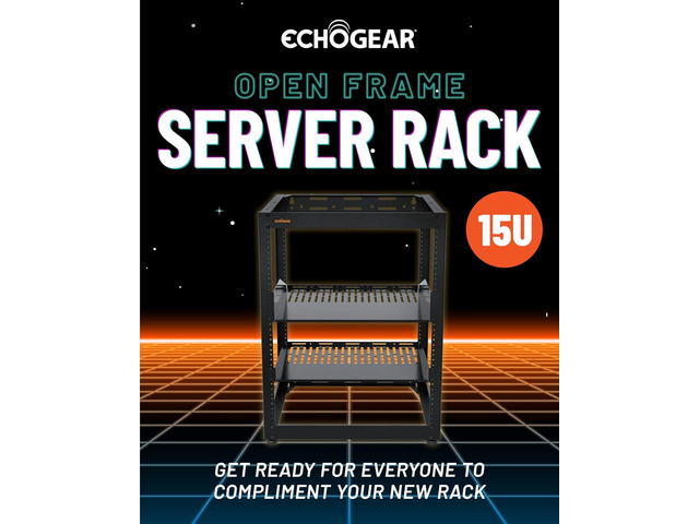 ECHOGEAR 15U Open Frame Rack for Servers & AV Gear - Wall Mountable Design Includes 2X Vented Shelves, 25x Rack Mounting Screws, 4X Leveling Feet,...