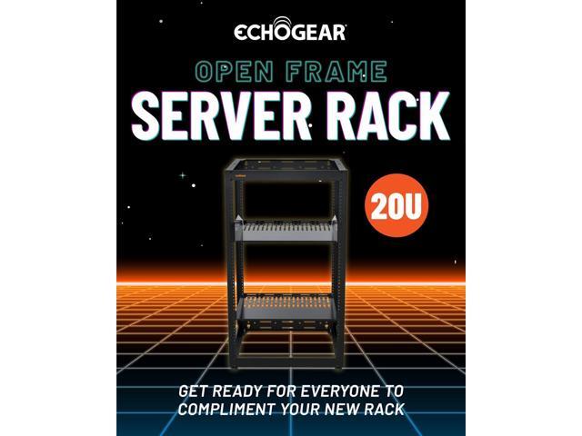 ECHOGEAR 20U Open Frame Rack for Servers & AV Gear - Wall Mountable Design Includes 2X Vented Shelves, 25x Rack Mounting Screws, 4X Leveling Feet,...