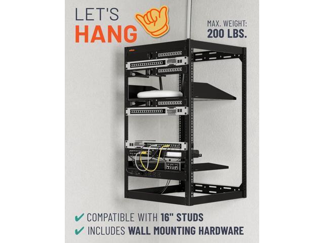 ECHOGEAR 20U Open Frame Rack for Servers & AV Gear - Wall Mountable Design Includes 2X Vented Shelves, 25x Rack Mounting Screws, 4X Leveling Feet,...