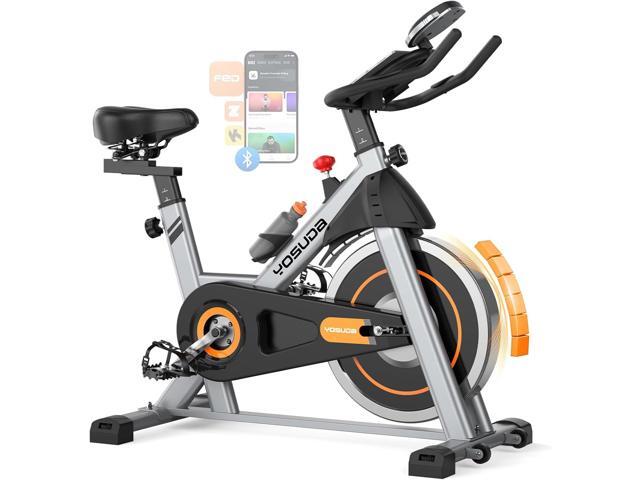YOSUDA Exercise Bike, Brake Pad Stationary Bike for Home with Exclusive App, Magnetic Indoor Cycling Bike with 300 lb Weight Capacity, Low Noise,.