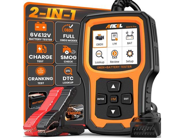 ANCEL AD410 PRO OBD2 Scanner and Battery Tester,2-in-1 Car Diagnostic Tool,Check Engine Light,EVAP Test,Live Data,6V/12V Battery Analyzer with.