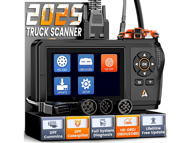 ANCEL HD430 Heavy Duty Truck Scanner, DPF Reset & Forced Regeneration for Cummins & Caterpillar Engine, Full System HDOBD Diesel Scanner OBD2...