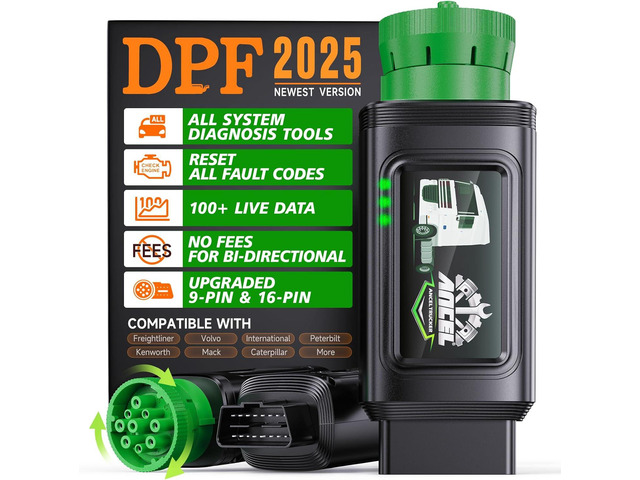 ANCEL HD100 Heavy Duty Truck Scanner with DPF Reset & Forced Regen (Cummins & CAT Only), Full System Diesel Diagnostics, HDOBD & OBD2 Code Reader...