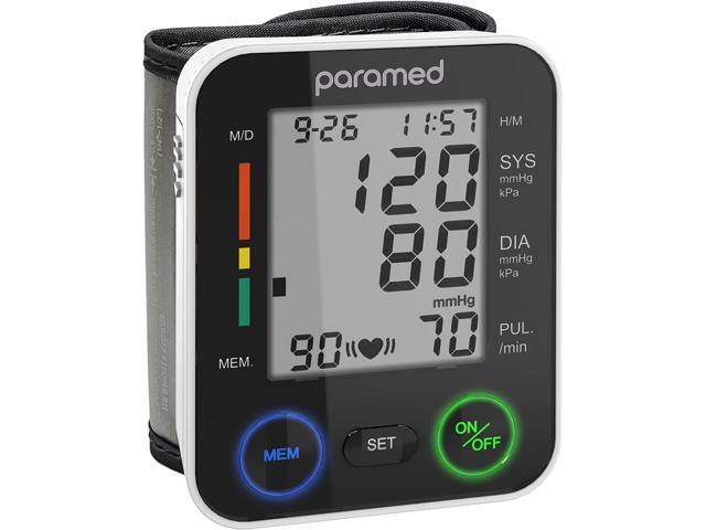 PARAMED Automatic Wrist Blood Pressure Monitor: Blood-Pressure Kit of Bp Cuff + 2AAA and Carrying case - Irregular Heartbeat Detector & 90 Readings.
