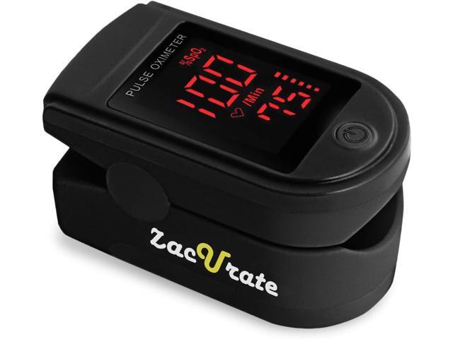 Zacurate Pro Series 500DL Fingertip Pulse Oximeter Blood Oxygen Saturation Monitor with Silicone Cover, Batteries and Lanyard (Royal Black)