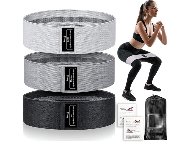 Renoj Resistance Bands, Yoga Starter Sets for Women and Men, 3 Set of Stretch Exercise Workout Bands for Booty Legs, Elastic Pilates Flexbands