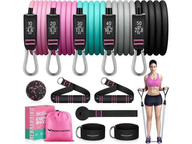 RENRANRING Resistance Bands for Working Out, 150LBS Exercise Bands, Workout Bands, Resistance Bands Set with Handles for Men Women, Legs Ankle.