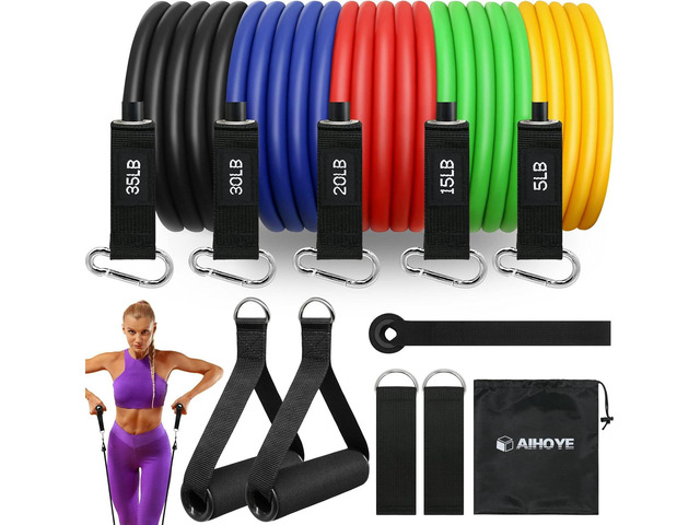 Aihoye Resistance Bands for Working Out, Exercise Bands with Handles, Stretch Bands for Exercise, Workout Bands with Door Anchors for Physical...