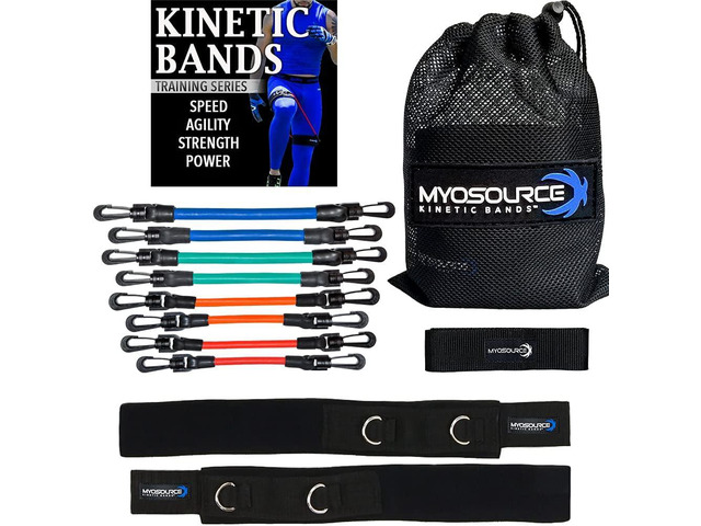 Kinetic Bands - Leg Speed Resistance Bands - Performance/Fitness Training - 4 Resistance Levels, Stretch Strap, Digital Training Series (Red,...