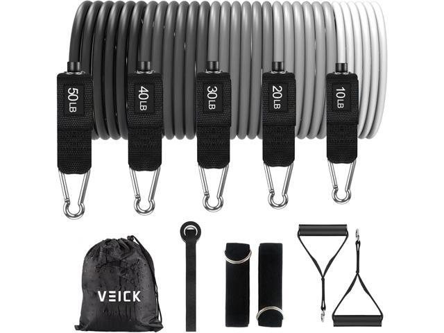VEICK Resistance Bands, Exercise Bands for Working Out with Handles, Elastic Workout Bands for Men Women, Exercising Bands for Strength Training.