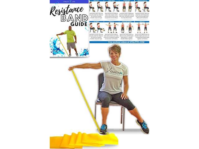 Vitality 4 Life with Curtis Adams Senior Resistance Band: Light Resistance, Longer Length + Instruction Guide. Latex Free. Exercise, Stretching,.
