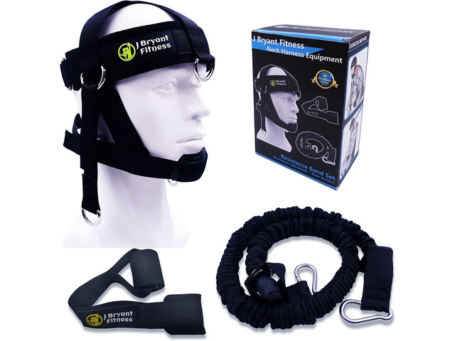 J Bryant Neck Harness Head - Weight Lifting with Resistance Tube Bands - Door Anchor Set Adjustable Neck Training Strap Exercise Equipment