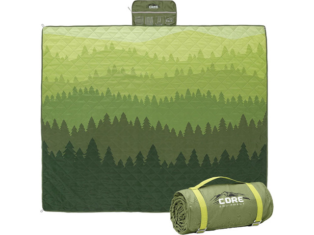 CORE Outdoor Weighted Blanket Packable Waterproof Picnic Blanket, Beach Mat, Tent Camping Rug, & Stadium Blanket Large Portable 94' x 78' Quilt...
