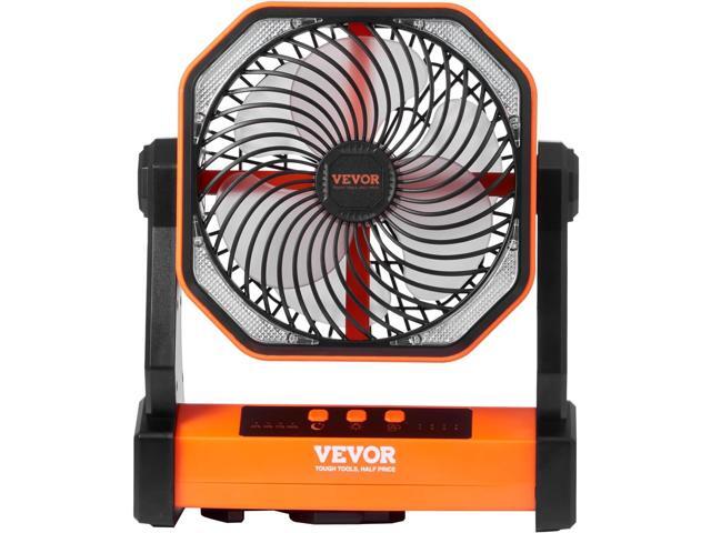VEVOR 8'' Camping Fan with LED Light, 20000mAh Rechargeable Battery Operated, 4-Speed, 72H Runtime, Quiet Portable Tent Fan for Bedroom, Travel,.