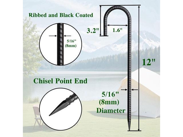 Rebar Stakes 12 Inch J Hook Ground Stakes Heavy Duty 30 Pack Chain Link Fence Stakes Galvanized Anchors Metal Tent Stakes for Wire Fencing Concrete...