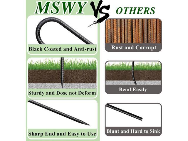 Rebar Stakes 12 Inch J Hook Ground Stakes Heavy Duty 30 Pack Chain Link Fence Stakes Galvanized Anchors Metal Tent Stakes for Wire Fencing Concrete...