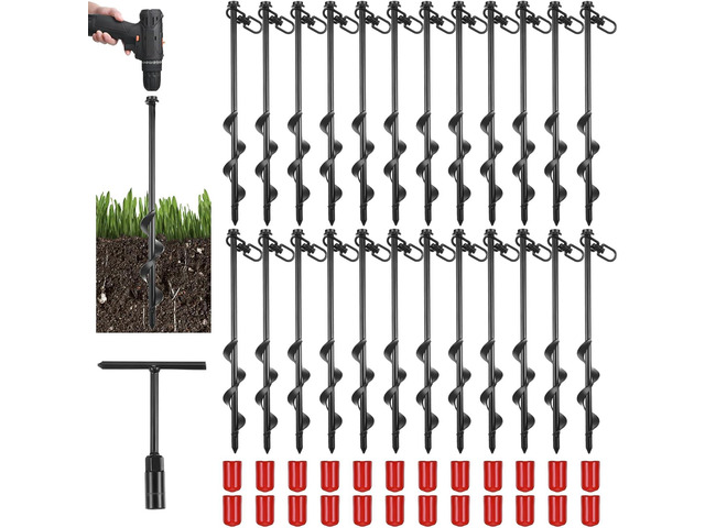 Reginary Ground Anchors Screw in Tent Stakes Heavy Duty Trampoline Anchors High Wind for Camping Canopy Carport Sheds Beach Sand Stakes Metal Swing...