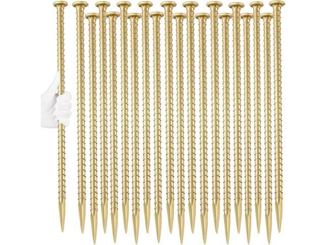 16 Inch Rebar Stakes (20 Pack) 1/2 Inch Diameter Galvanized Steel Ground Anchors Heavy Duty Anchoring Spikes for Speed Bump, Parking Curb and Tent