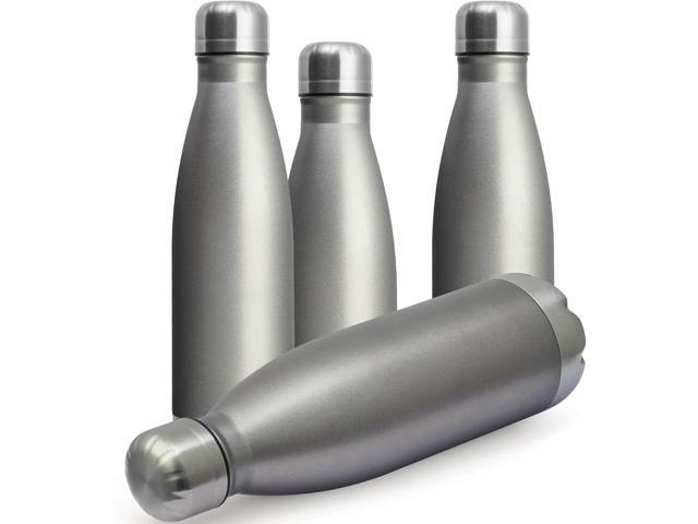 MEWAY 17oz Sport Water Bottle 4 Pack Vacuum Insulated Stainless Steel Leak-Proof Double Wall Cola Shape Water Bottle,Keep Drinks Hot & Cold(Cold.