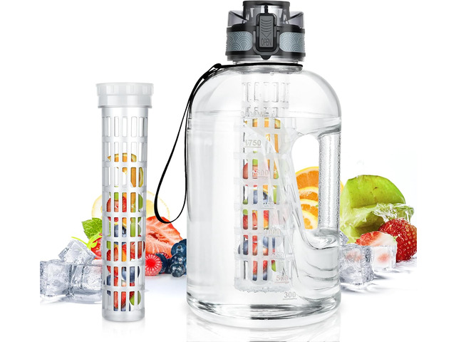UTEBIT 74oz Fruit Infuser Water Bottle, BPA Free & Leak Proof, Clear