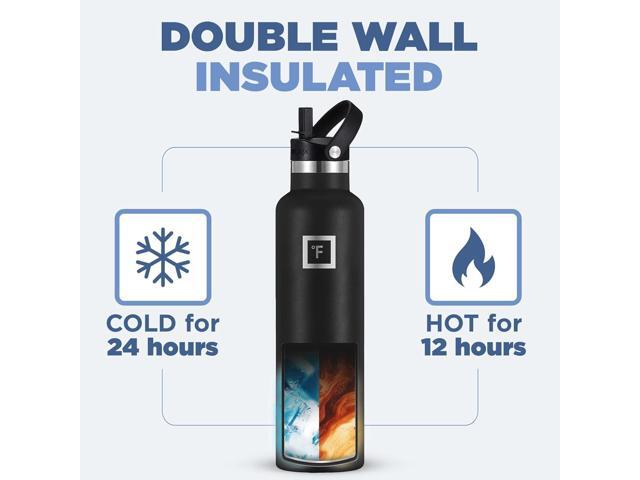 IRON °FLASK Camping & Hiking Hydration Canteens - 3 Lids (Narrow Straw Lid) Leak Proof Vacuum Insulated Stainless Steel - Hot & Cold Double Walled...