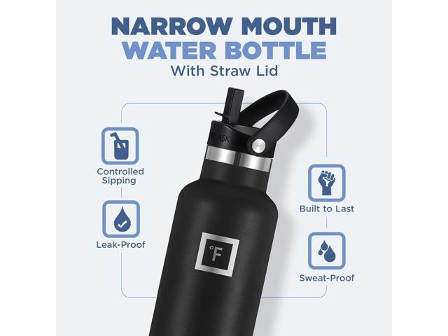IRON °FLASK Camping & Hiking Hydration Canteens - 3 Lids (Narrow Straw Lid) Leak Proof Vacuum Insulated Stainless Steel - Hot & Cold Double Walled...