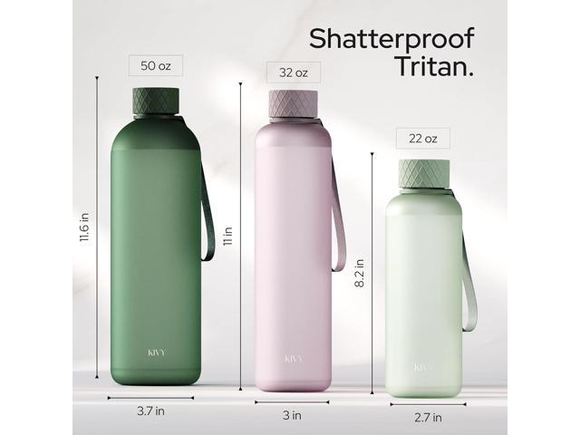 KIVY Large Water Bottle 50oz [Lightweight & Shatterproof] Fits Backpack & Cupholder for Travel, Sports, School - Extra large water bottle no straw...