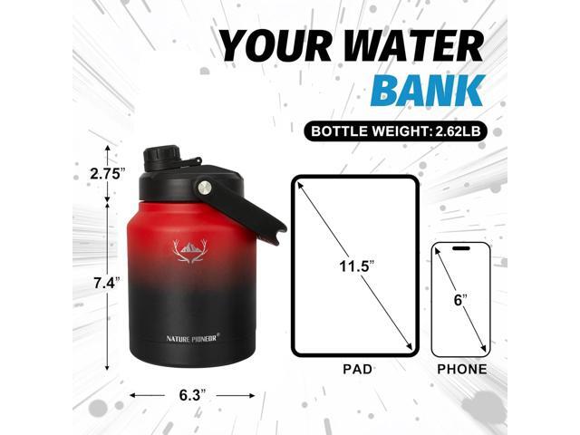 NATURE PIONEOR Insulated Water Bottles with Strap Pouch - 84 oz Stainless Steel Vacuum Bottle with Holder/Carrier/Sleeve - 18/8 Food Grade 84oz...