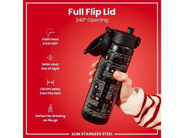 ION8 Steel Water Bottle, 600 ml/20 oz, Leak Proof, Easy to Open, Secure Lock, Dishwasher Safe, Flip Cover, Fits Cup Holders, Carry Handle, Durable,...