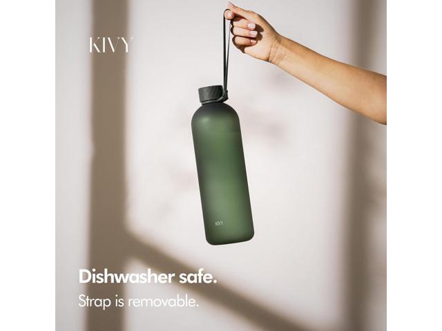 KIVY Large Water Bottle 50oz [Lightweight & Shatterproof] Fits Backpack & Cupholder for Travel, Sports, School - Extra large water bottle no straw...