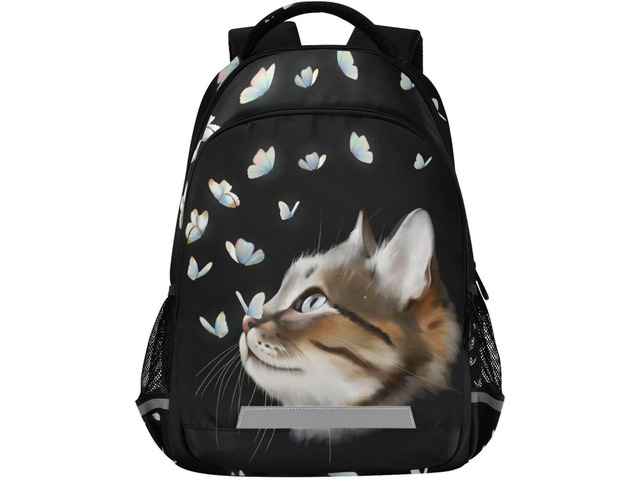 ALAZA Cute Cat Kitten with Butterfly Backpacks Travel Laptop Daypack School Book Bag for Men Women