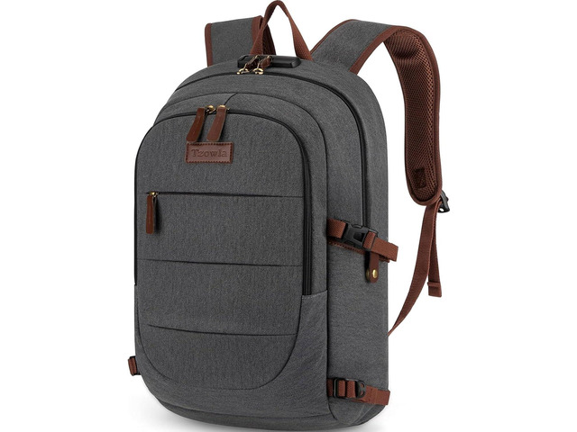 Tzowla Canvas Laptop Backpack-Anti Theft Bag for Men Women,Rucksack Fits 15.6Inch Laptop, Work Travel with Lock
