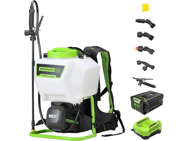 Greenworks 80V Backpack Sprayer 4 Gallon,Battery Powered Backpack Sprayer Kit for Weeding, Spraying, Pest Control, 2Ah Battery and Charger...