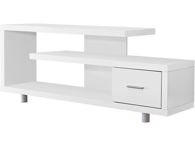 Monarch Specialties TV Stand with 1 Drawer, 60'W, White