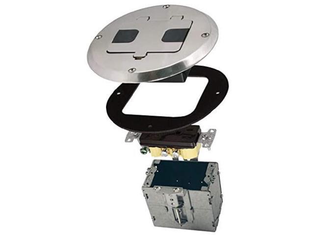 RACO 1-Gang Floor Box Kit, Recessed Duplex 15A TR Device, Steel Box, Nickel