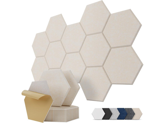 Kuchoow Hexagon Acoustic Wall Panels Sound Absorbing Self Adhesive Tiles